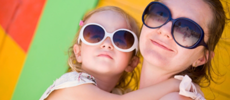 young girl and woman wearing sunglasses