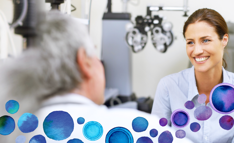 woman and eye care practitioner