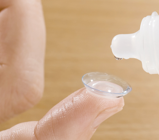 Contact lens during cleaning
